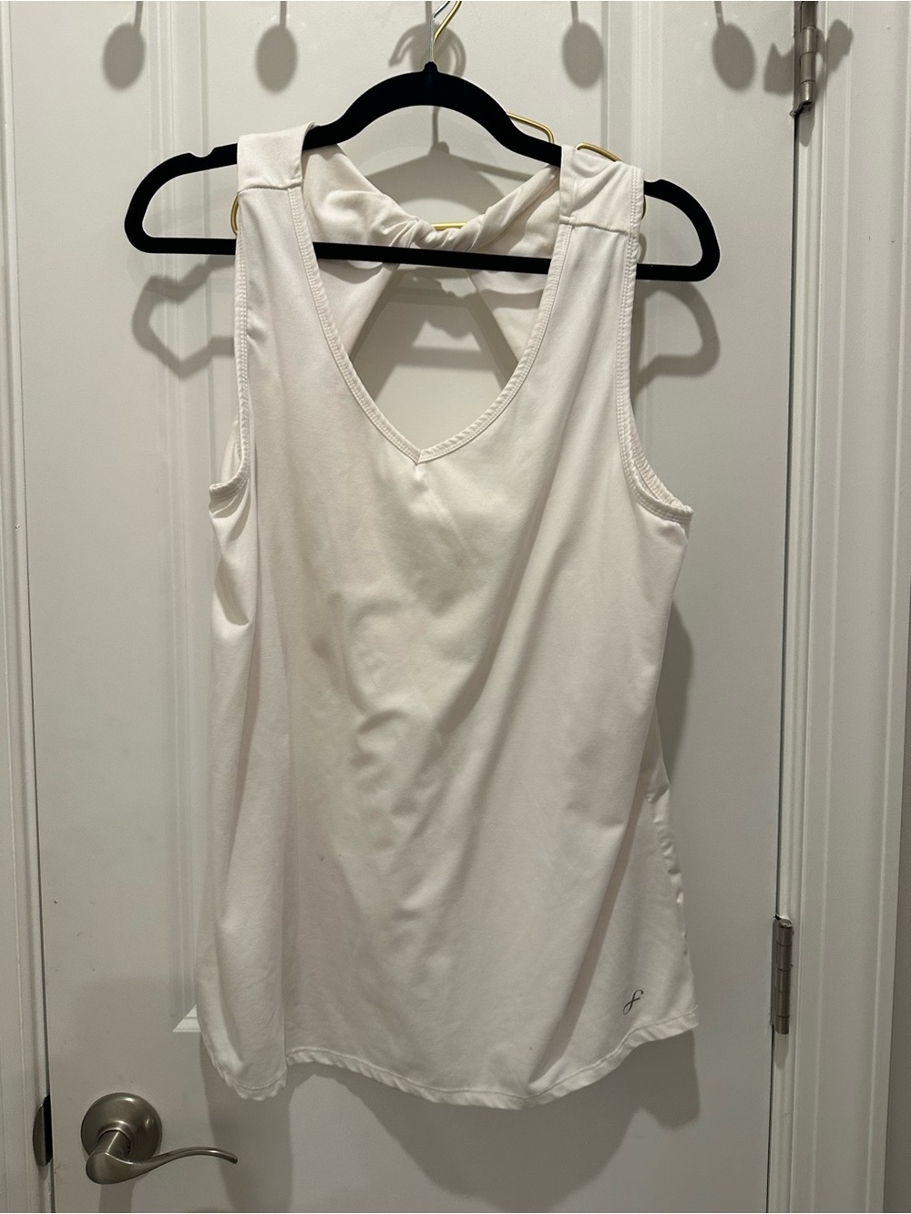 V-Neck White Twist-Back Tank Top